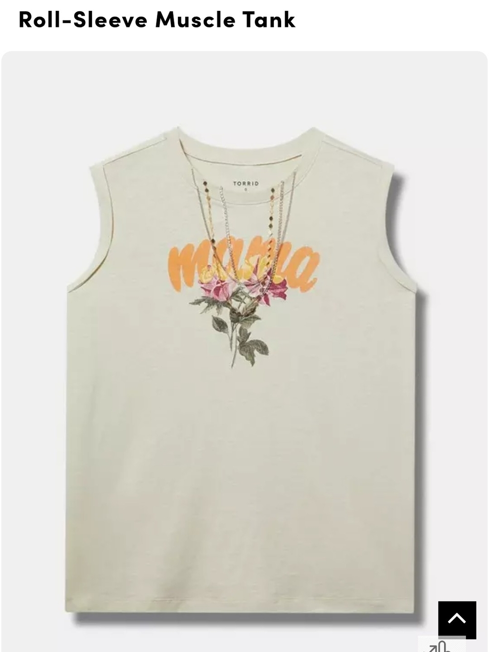 Torrid Cream Graphic Muscle Tank with Floral & Orange Script